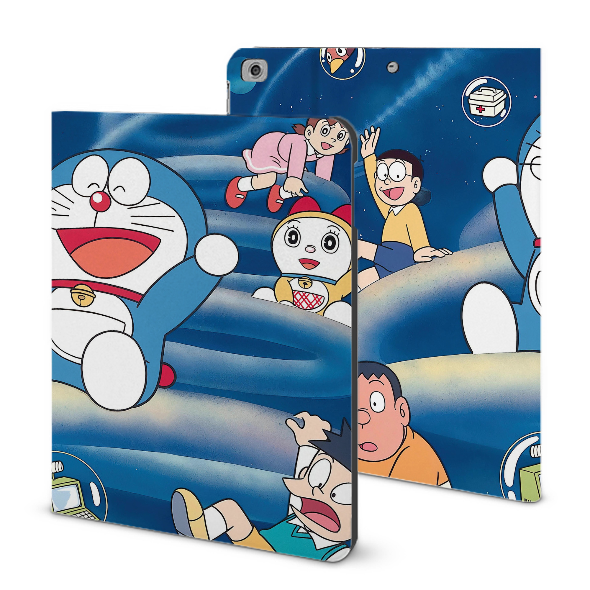 （画像用） ドラえもん Doraemon IPad ケース ブック型 PUレザー TPU 耐衝撃 軽量 薄型 ペン収納なし 全面保護 IPad 各モデル対応